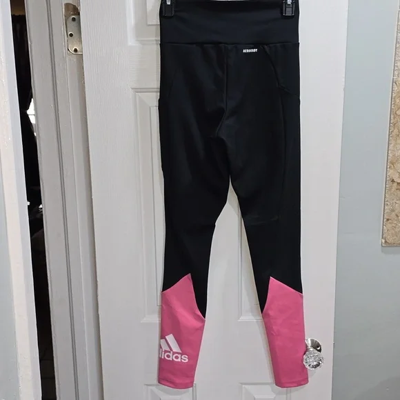 Adidas Black & Pink Workout Leggings Woman's Size XS - Picture 8 of 10